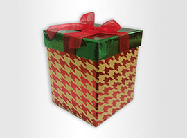 Hot-stamp Kraft Foil Gift paper Box - w/Bow