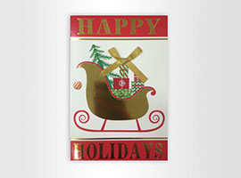 20 CT Christmas Card - w/Hot-stamp & Ribbon Bow